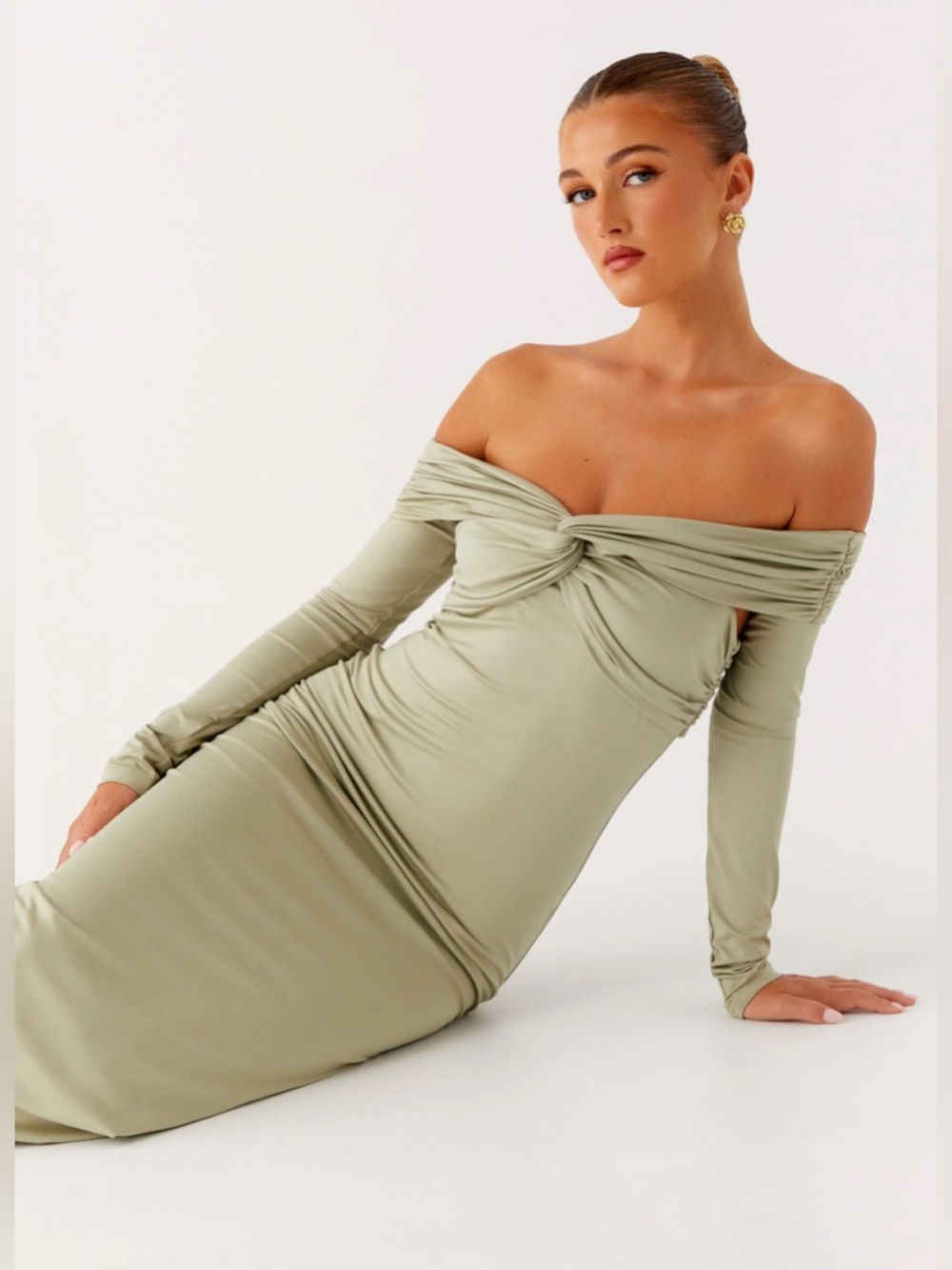 Peppermayo Marla Long Sleeve Maxi Dress - Sage - Picture 2 of 7